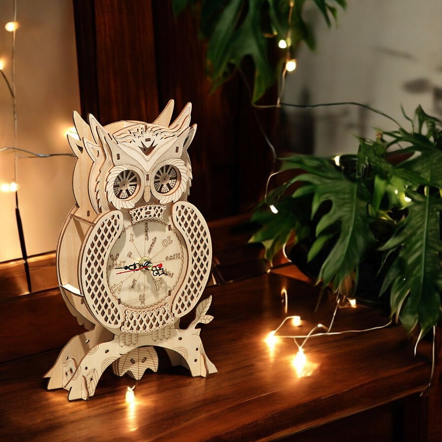 puzzle 3D hibou de coter avec des guirlande